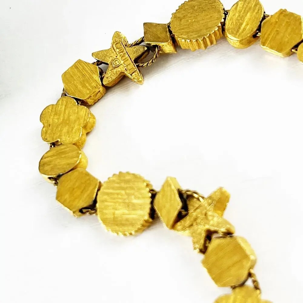 Carolee Vintage Pearl & Brushed Gold Slide Charm Bracelet
